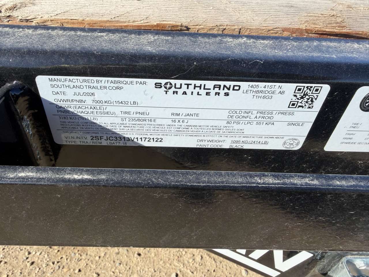 2027 Southland 18' Flat Deck Tandem 7K Trailer