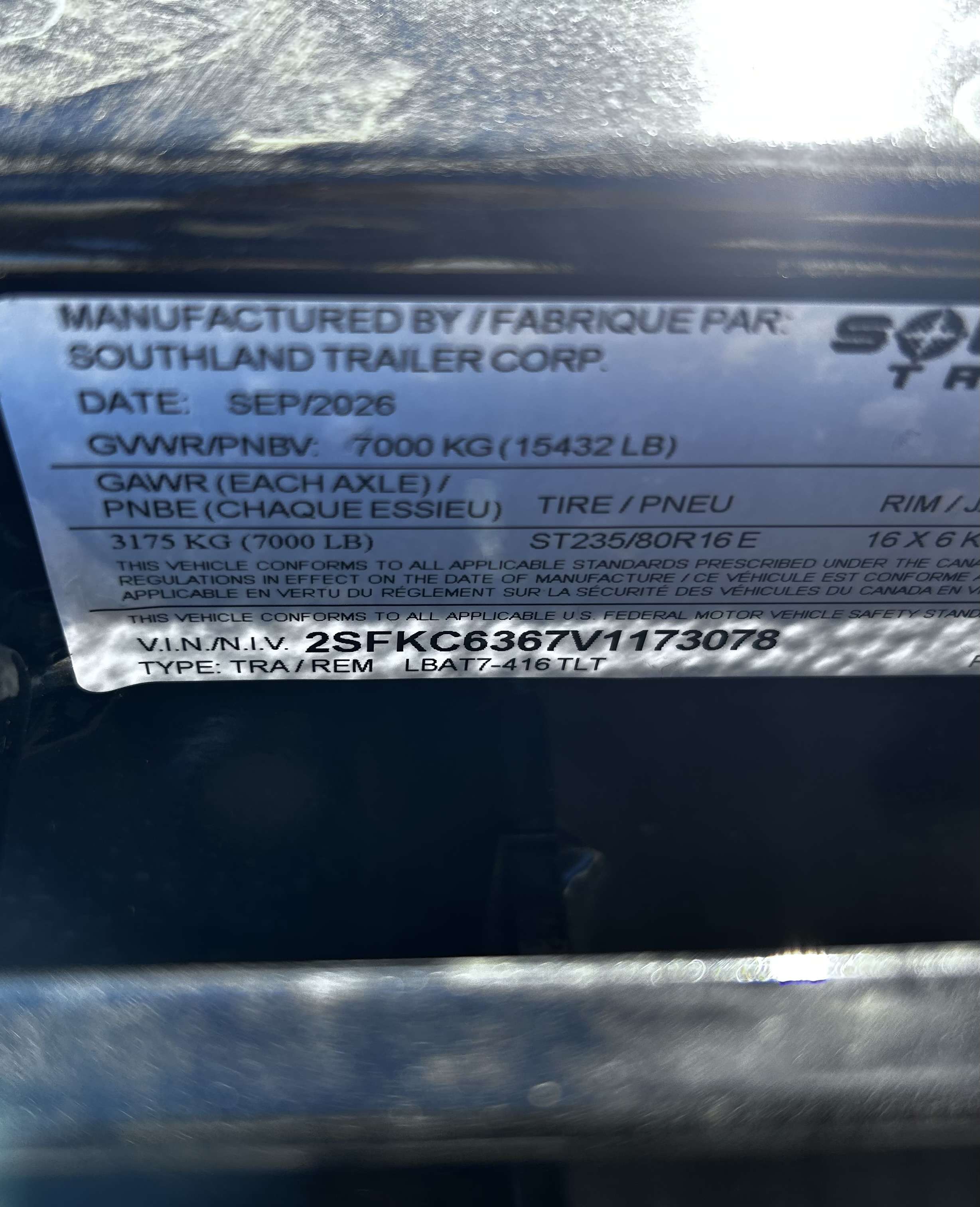 2027 Southland 20' (4' + 16') Partial Tilt Tandem 7K Trailer