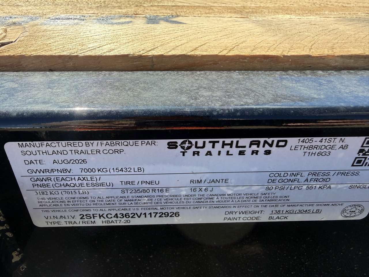 2027 Southland 20' Deckover Tandem 7K Trailer