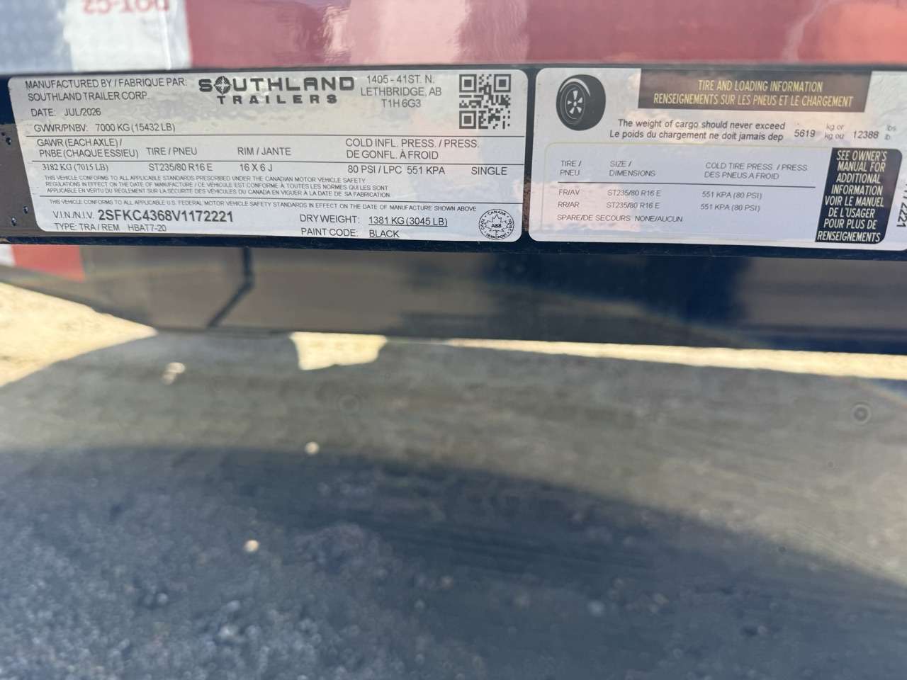 2027 Southland 20' Deckover Tandem 7K Trailer