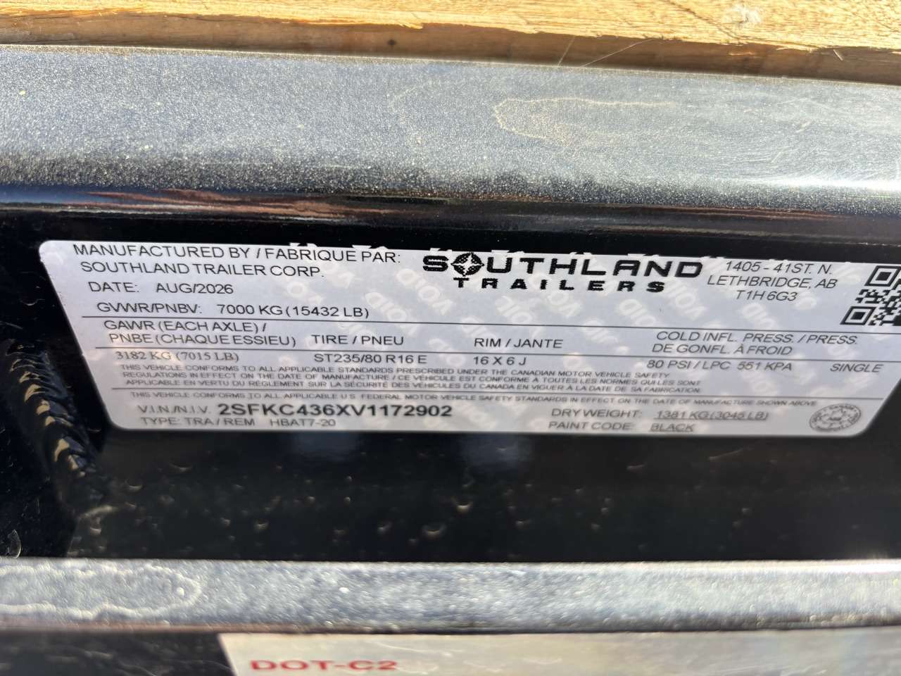 2027 Southland 20' Deckover Tandem 7K Trailer