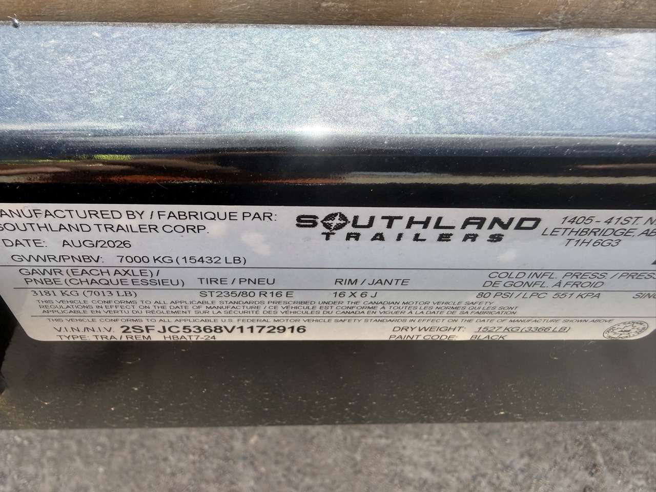 2027 Southland 24' Deckover Tandem 7K Trailer