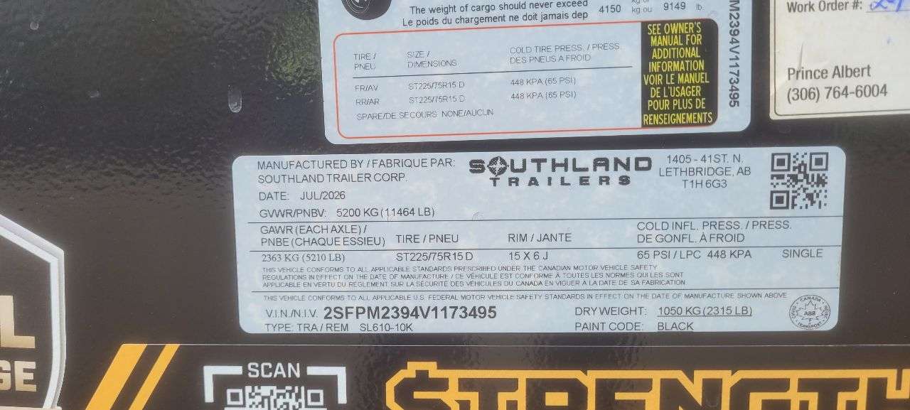 2027 Southland 6' x 10' Dump Tandem 5.2K Trailer