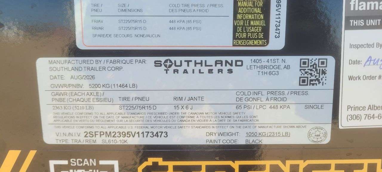 2027 Southland 6' x 10' Dump Tandem 5.2K Trailer