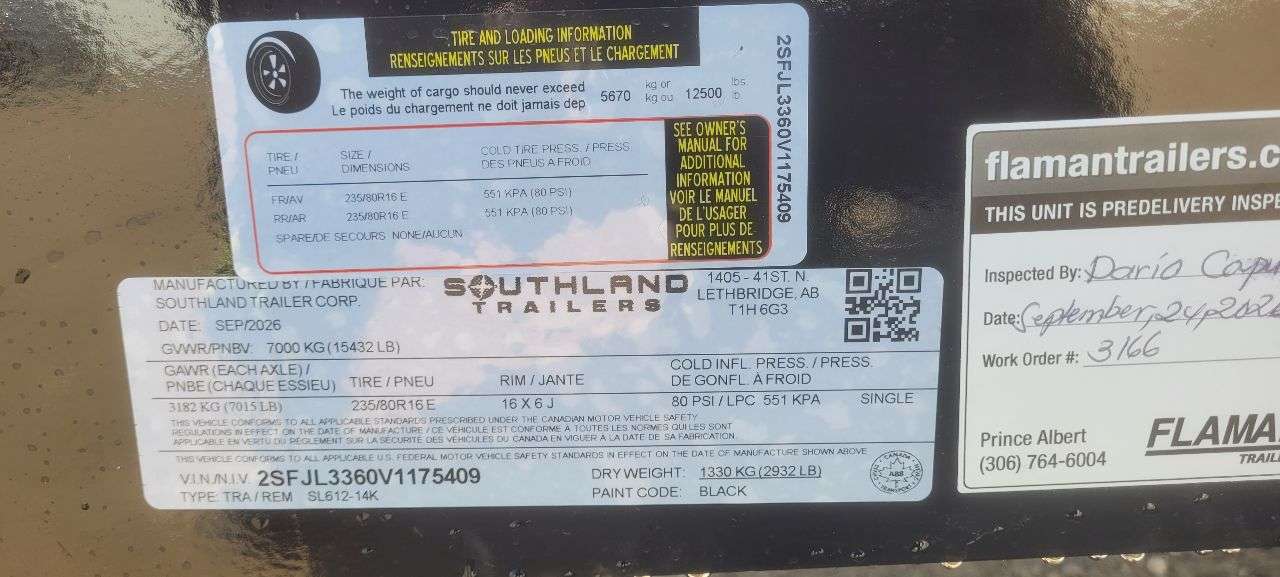 2027 Southland 6' x 12' Dump Tandem 7K Trailer