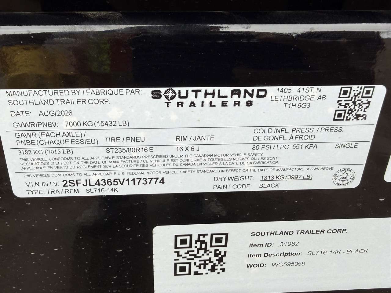 2027 Southland 7' x 16' Dump Tandem 7K Trailer