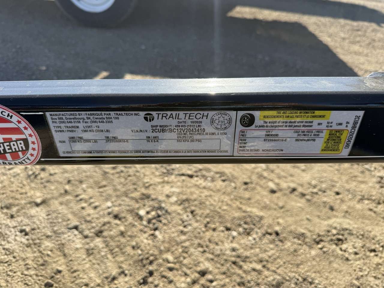 2027 Trailtech 12' Full Tilt Trailer