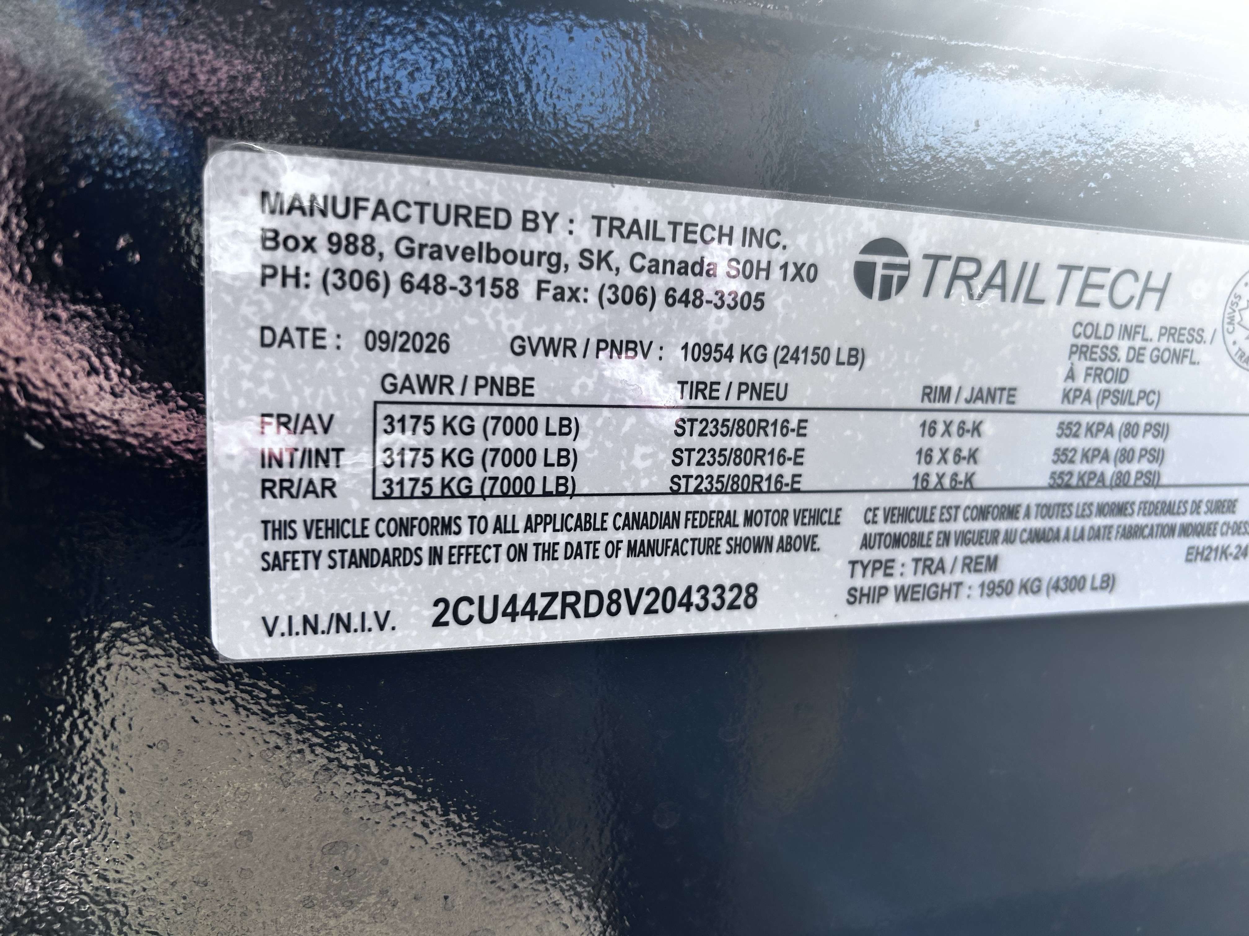 2027 Trailtech 24'+4'9" BT Deckover Triple 7K Trailer