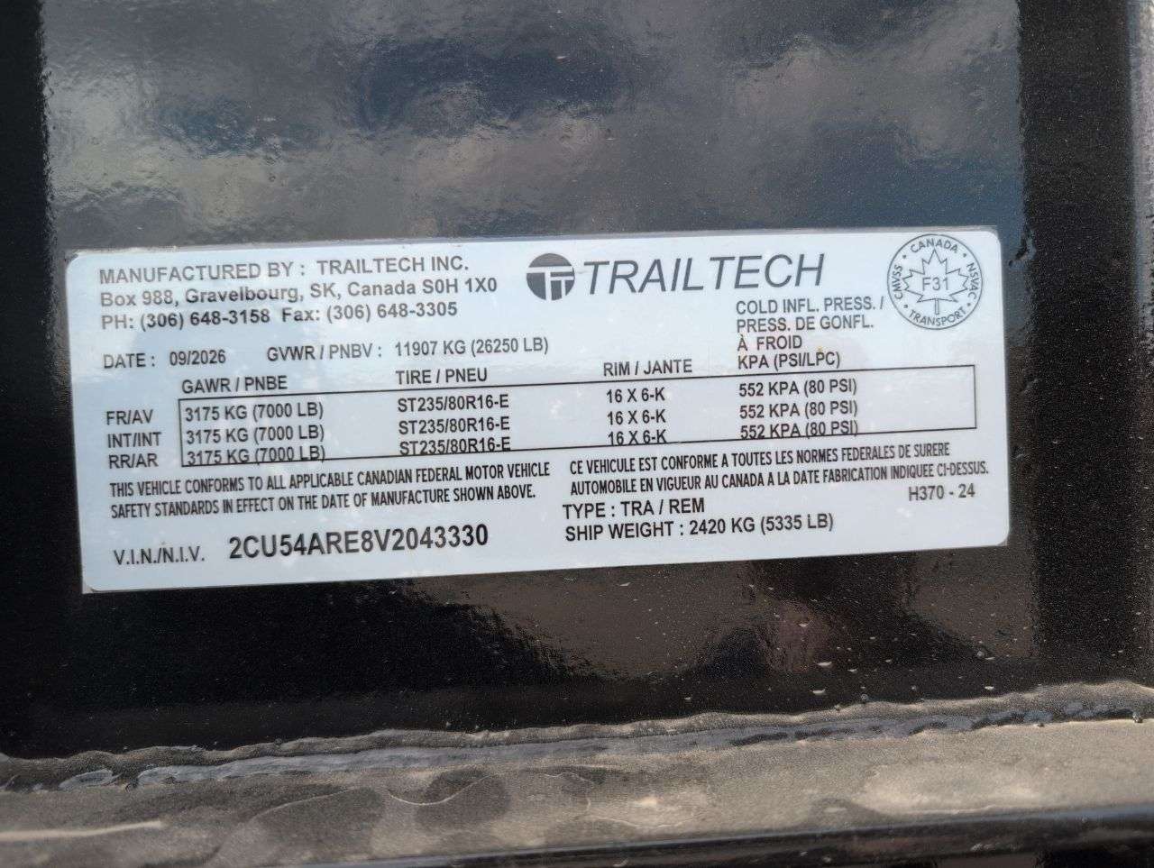 2027 Trailtech 24'+5'6" BT GN Deckover Triple 7K Trailer