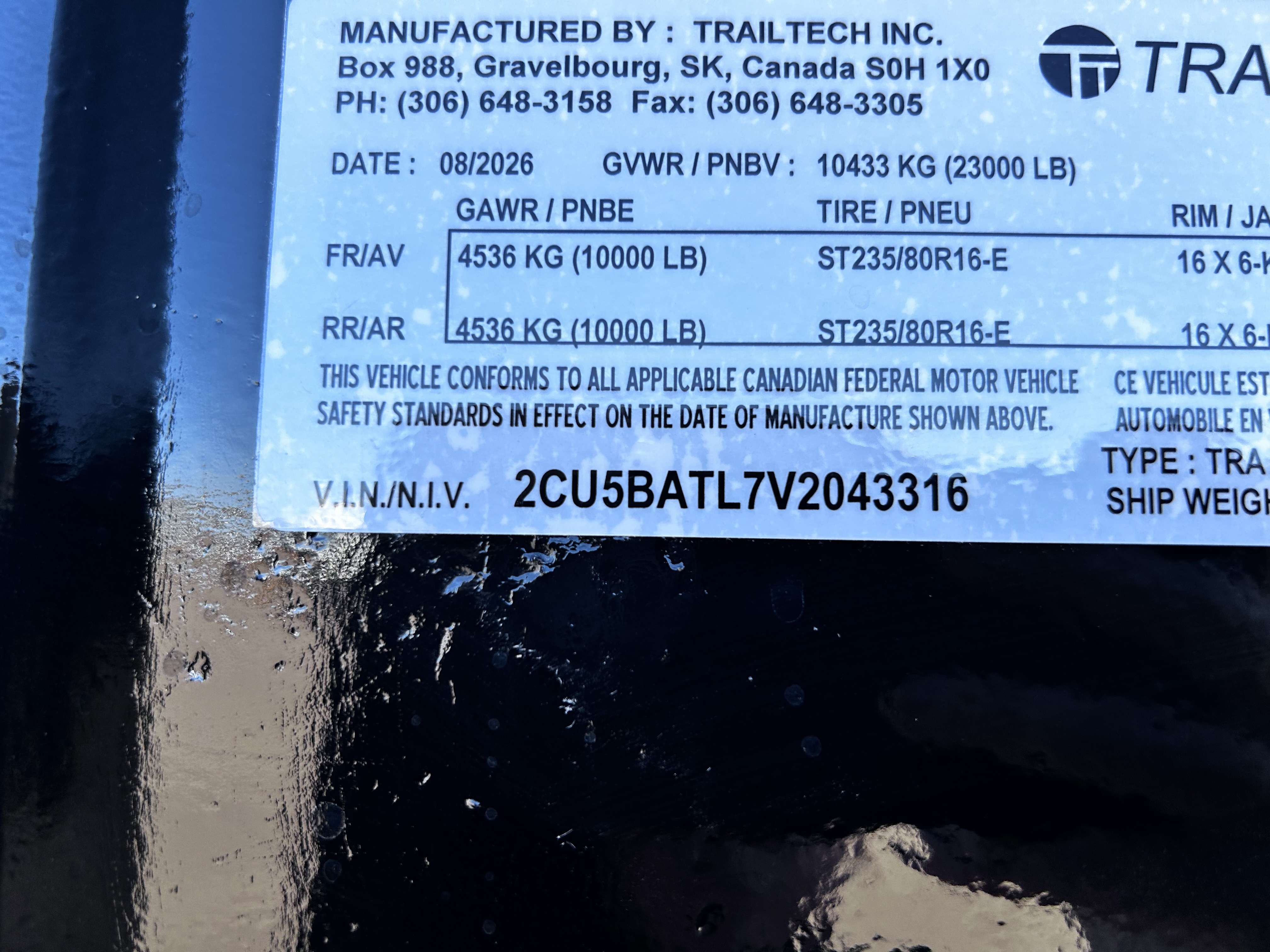 2027 Trailtech 26'+4'9" BT Deckover Tandem 10K Trailer