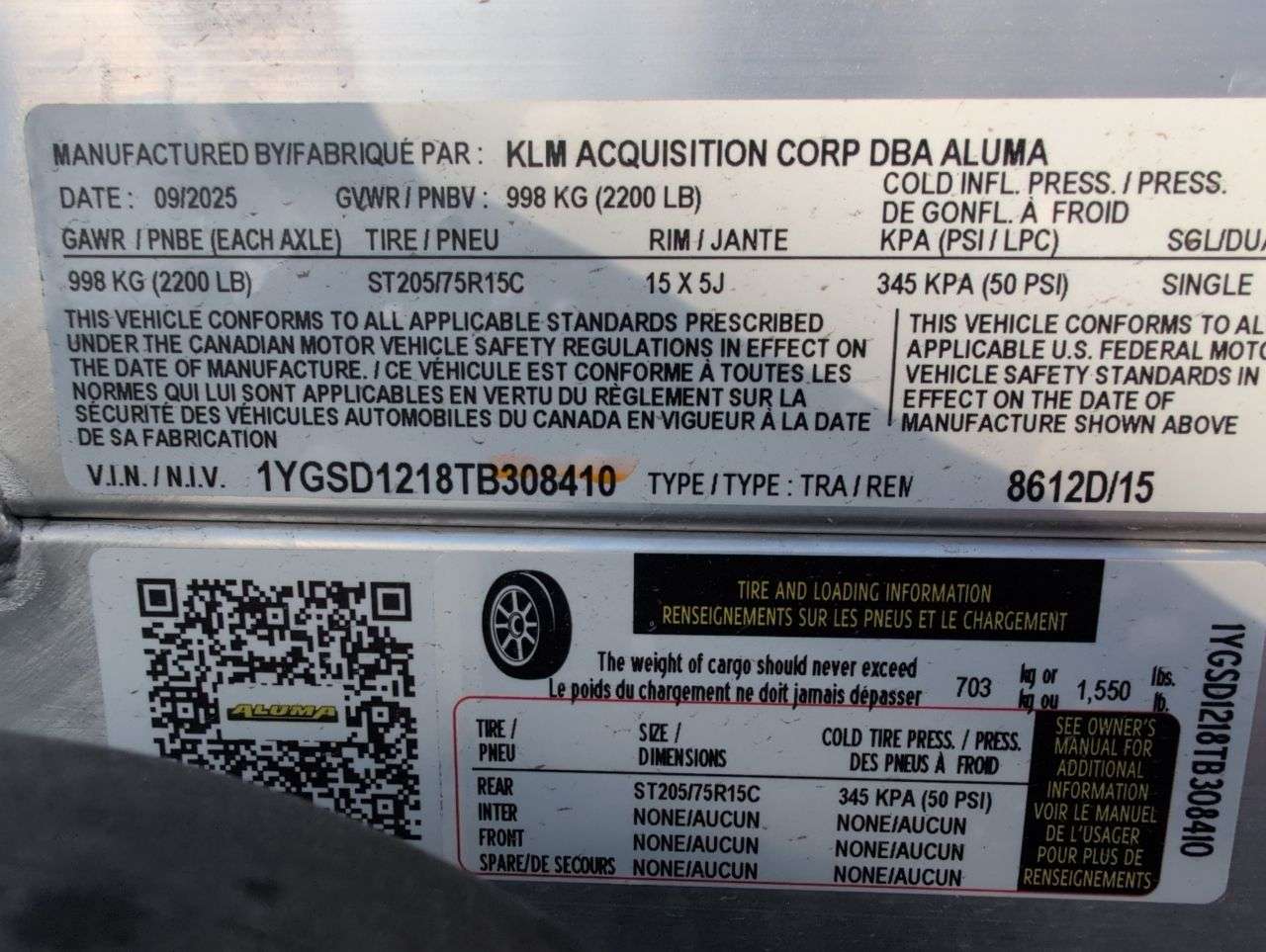 Aluma 101.25" x 12' Toy Hauler Trailer