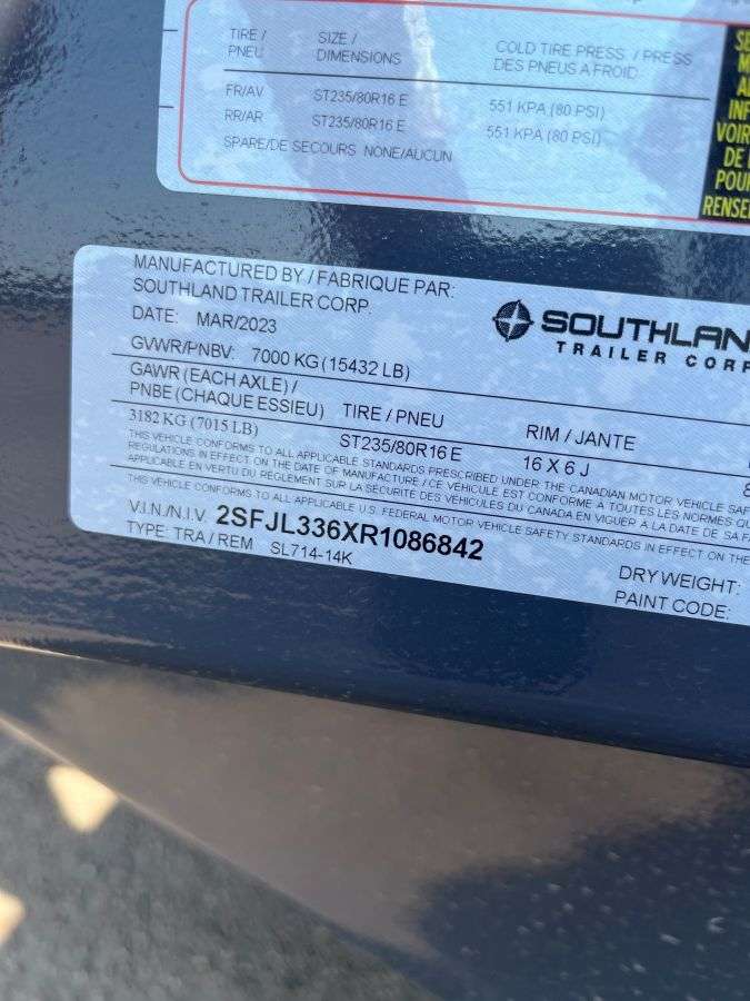 Southland SL714-14K Dump Trailer