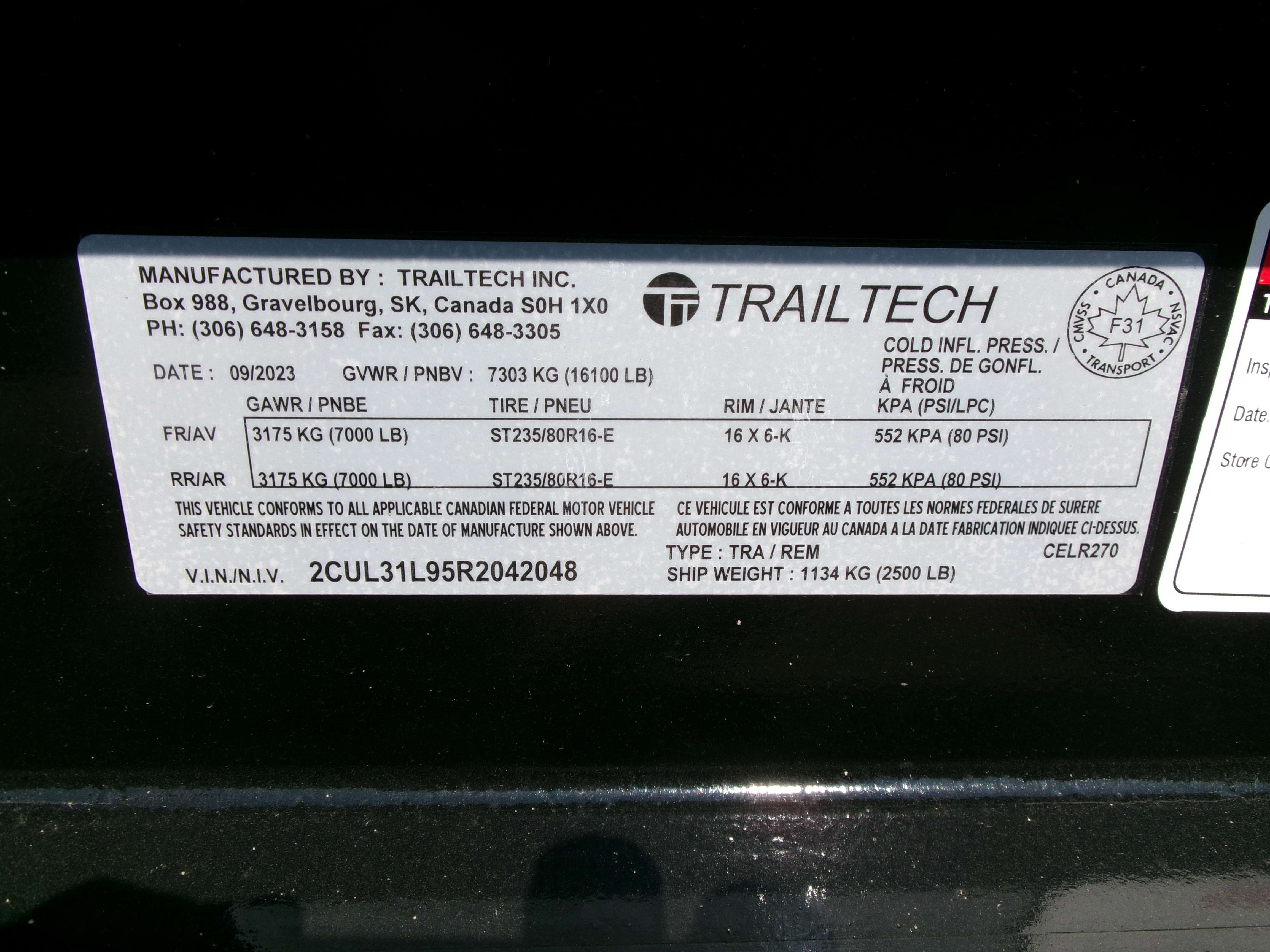 Trailtech 20' Premier Equipment Trailer