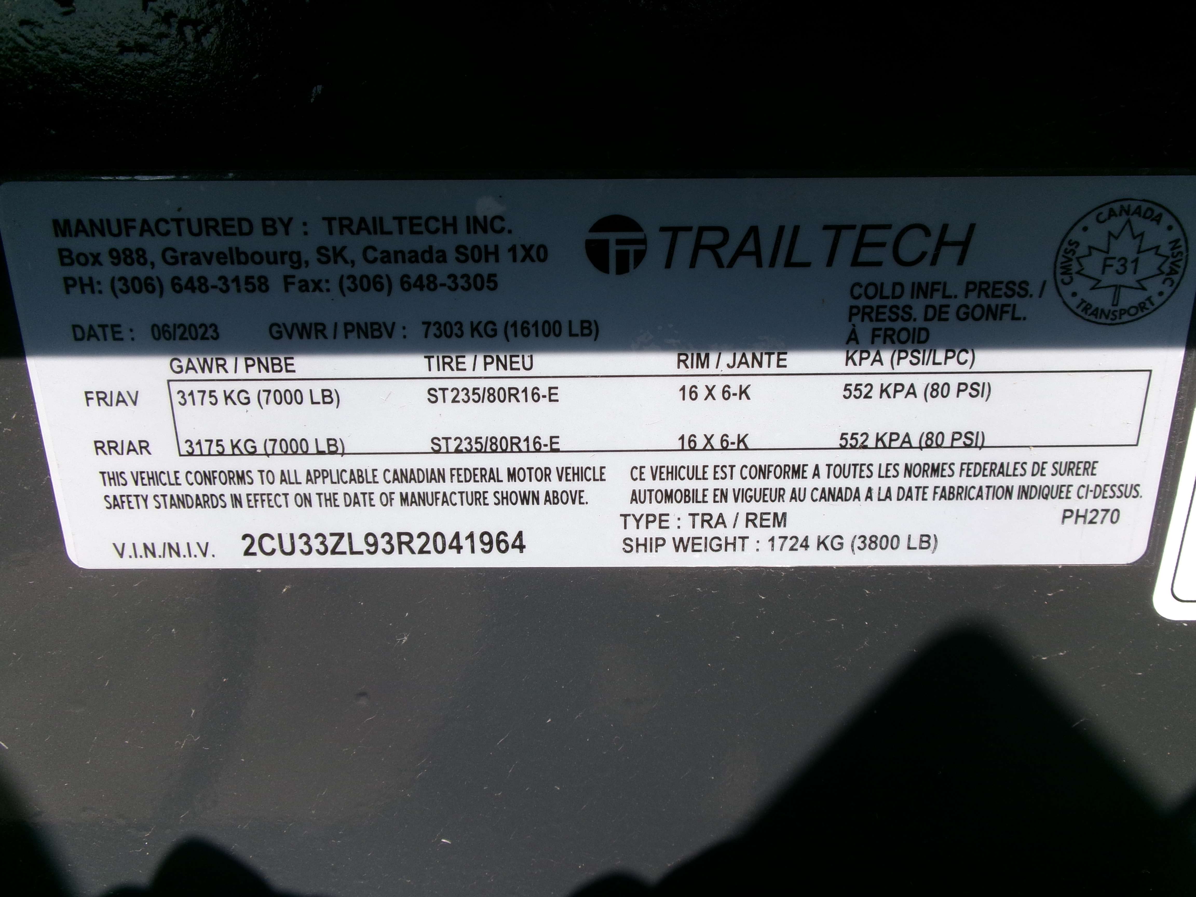 Trailtech 20' Prospector Series Equipment Trailer