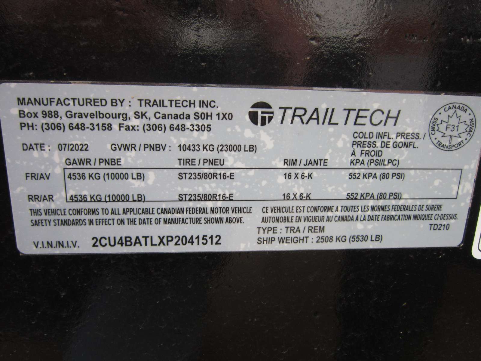 Trailtech TD210 Pintle Deck Over Flat Deck Trailer