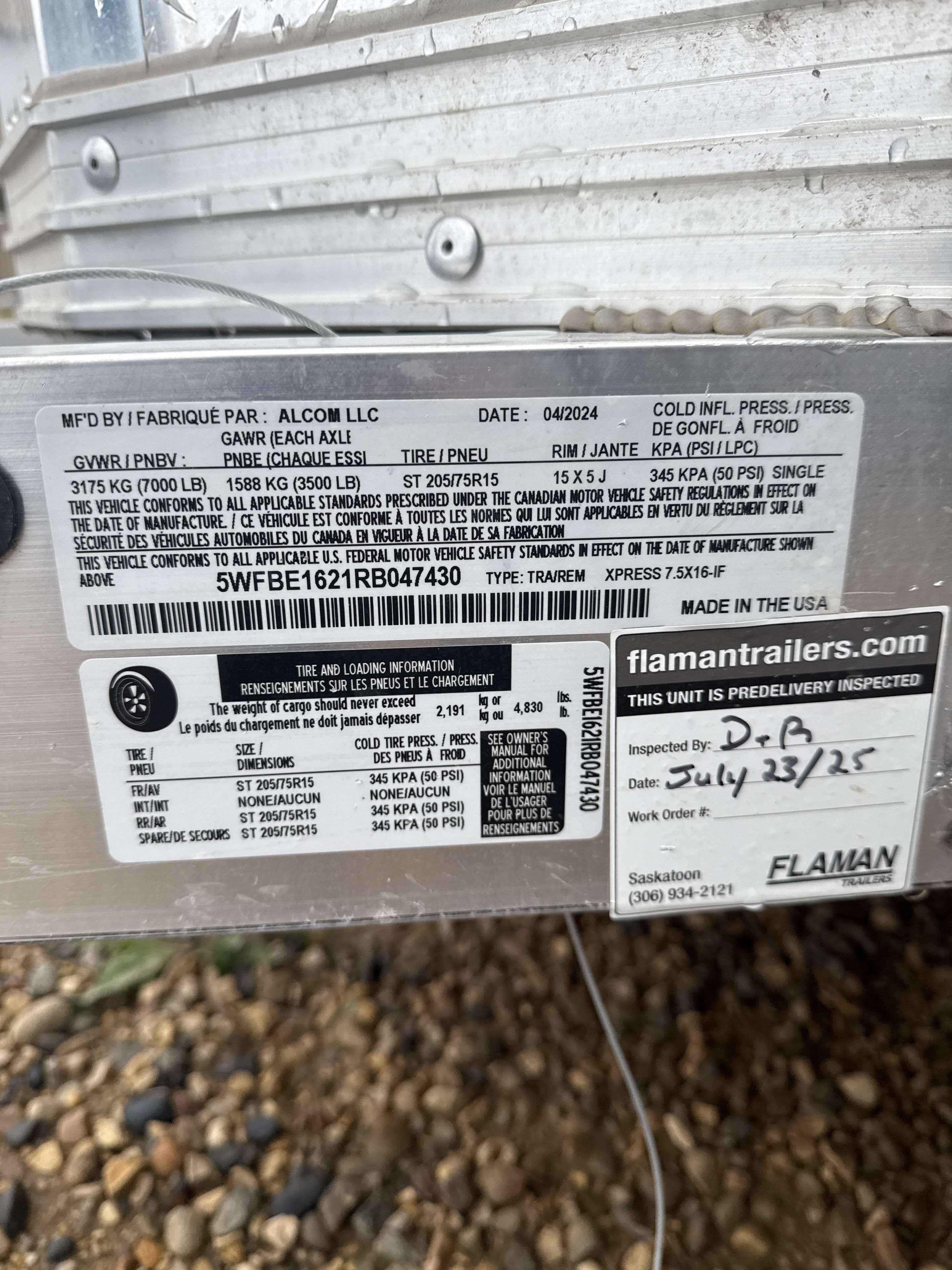 2024 Alcom Xpress 7'6" x 16' + V-Nose Cargo Trailer