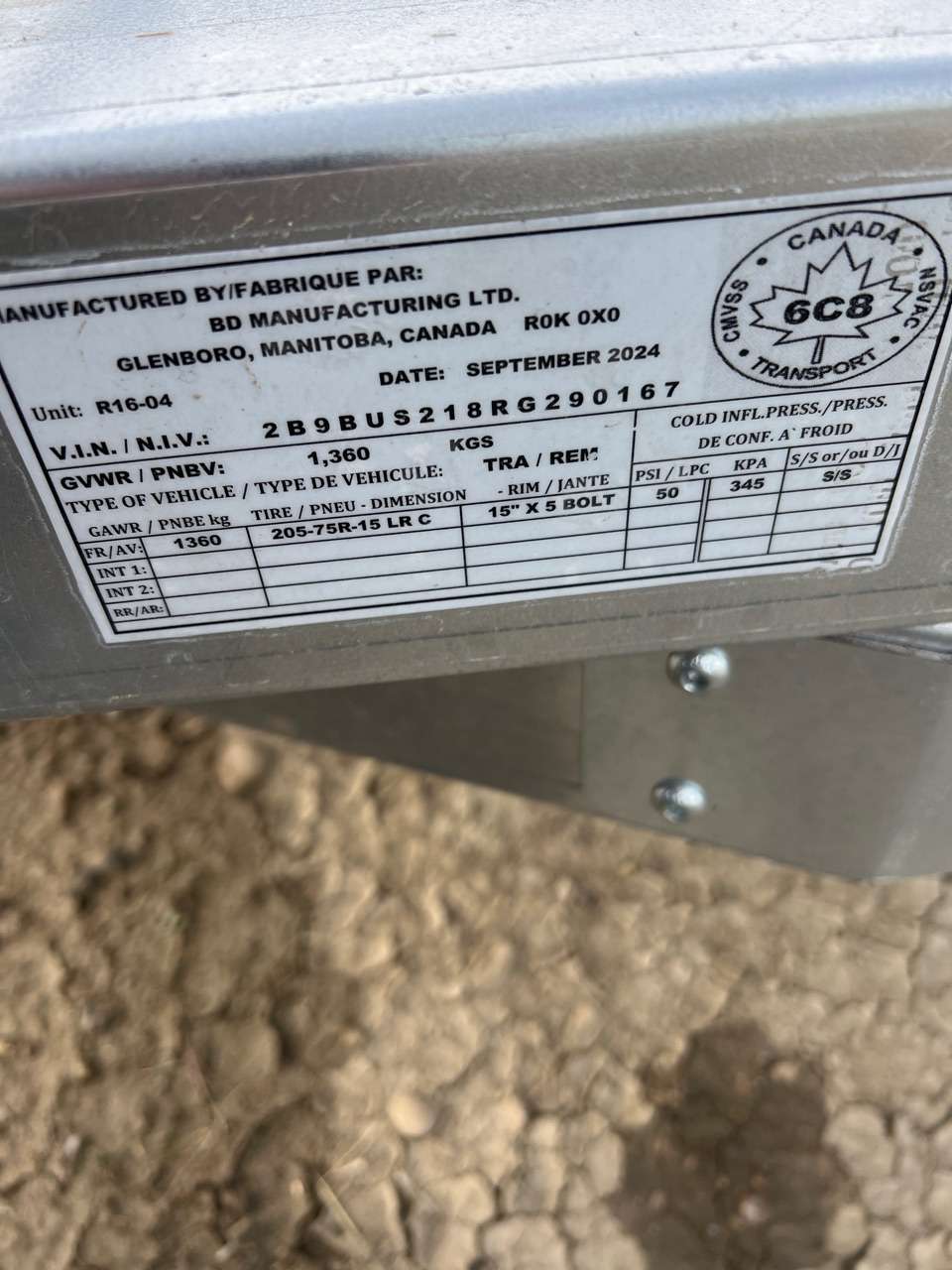 2024 Norbert UTB 5' x 10' Galvanized Steel Utility Trailer