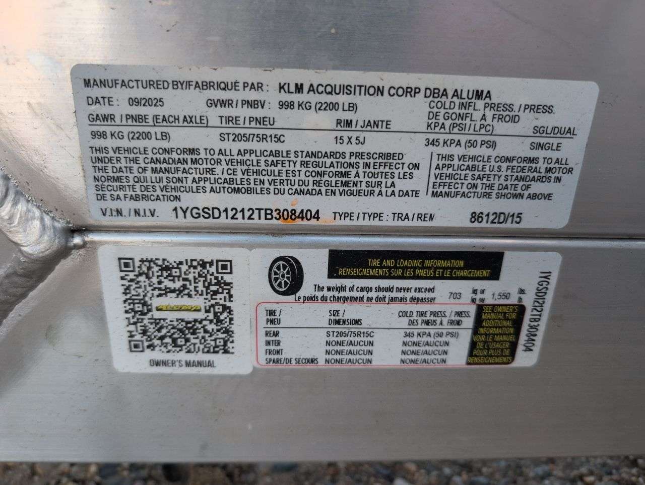 2026 Aluma 101.25" x 12' Toy Hauler Trailer